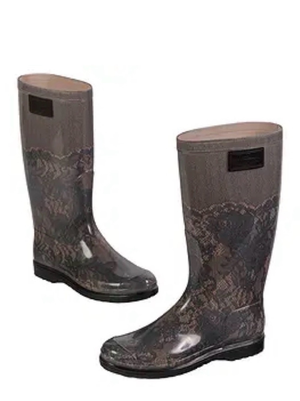 Valentino Garvani Women's Gray Lace-Pattern Rain Boots